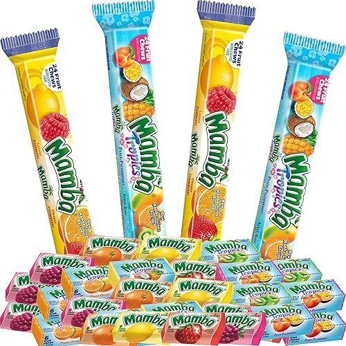 Fruit Chews Candy Variety Pack, Bulk 96 Fruit Chews, Tropics and Original Assorted Fruit Flavors, Individually Wrapped Mixed Flavor Assortment Chewy