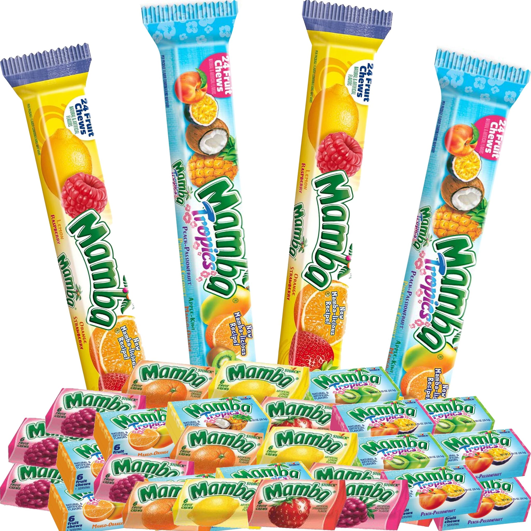 Fruit Chews Candy Variety Pack, Bulk 96 Fruit Chews, Tropics and Original Assorted Fruit Flavors, Individually Wrapped Mixed Flavor Assortment Chewy