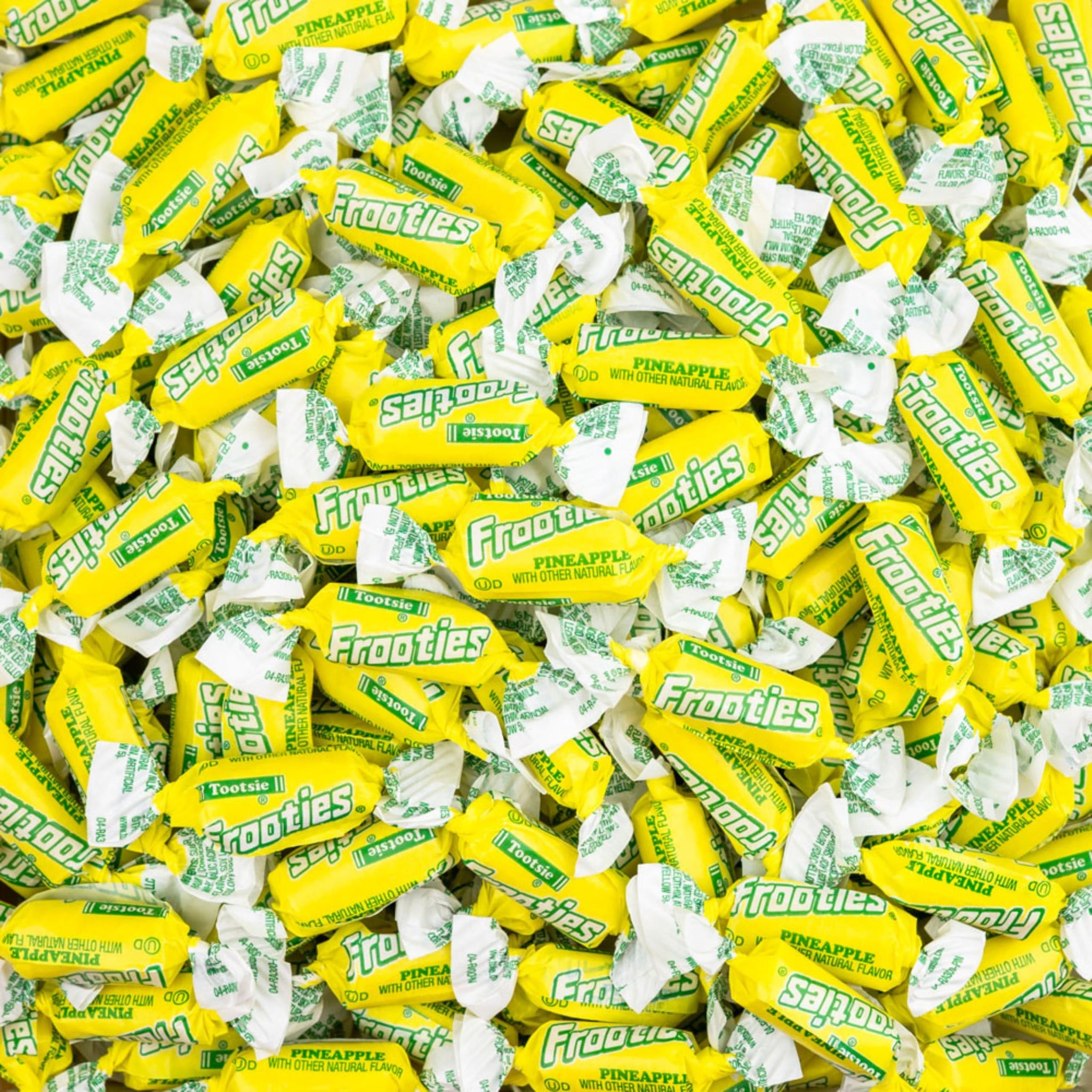 Pineapple Tootsie Roll Frooties Chewy Tropical Candy with Fresh Sweet & Juicy Flavor 85+ Pieces Individually Wrapped in Resealable Assortit Bag, 1.5