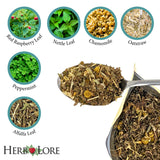 Herb Lore Organic Pregnancy Tea - 65 Servings Loose Leaf - Raspberry Leaf Tea for Pregnant Women - First Trimester Support & Third Trimster Labor Prep