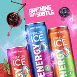 Sparkling Ice Energy Variety 12Pk. Energy Drinks with Vitamins + Antioxidants, Zero Sugar, Berry Blast, Maximum Mango, Power Punch flavors. 12 fl oz