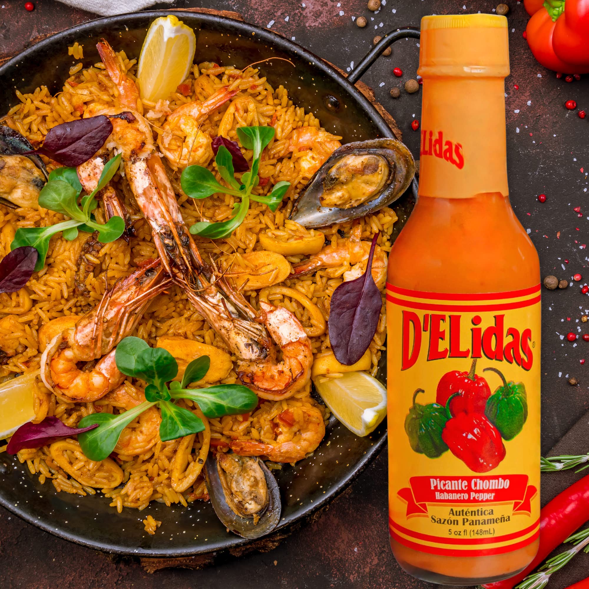 D'ELidas Habanero Hot Sauce, Natural Habanero Pepper Hot Sauce, Chombo Picante Sauce #1 in Panama, Non-GMO, Keto Friendly Food Habanero Sauce, 5 Fl Oz