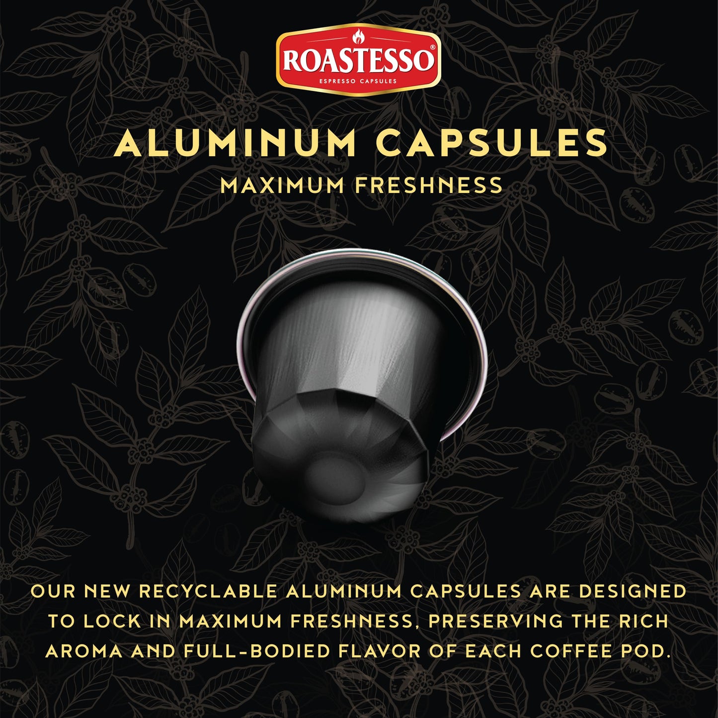 Roastesso Espresso Capsules, Hioncaff, Intensity 10, Compatible with Nespresso Original Machines, High Caffeine, Dark Roast Ristretto, Single Serve