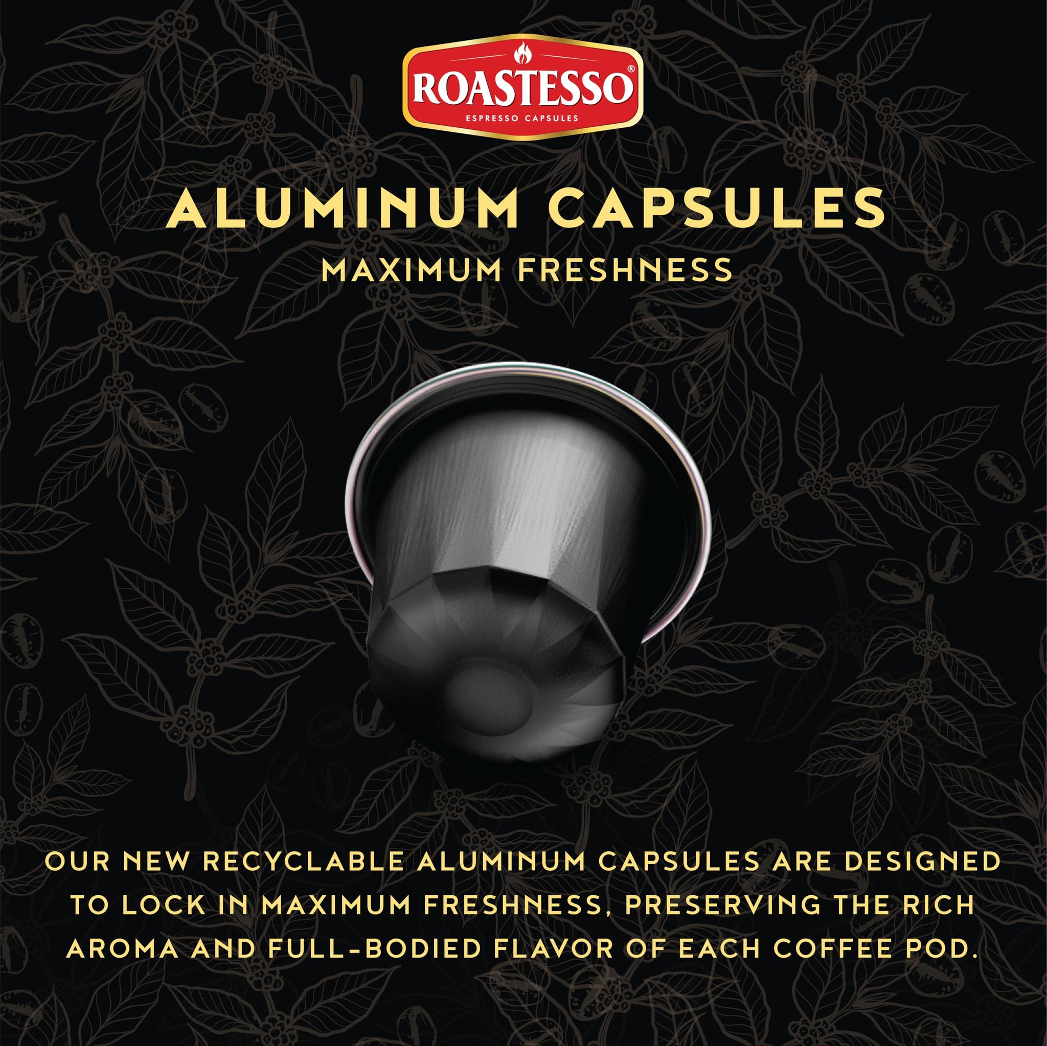 Roastesso Espresso Capsules, Hioncaff, Intensity 10, Compatible with Nespresso Original Machines, High Caffeine, Dark Roast Ristretto, Single Serve