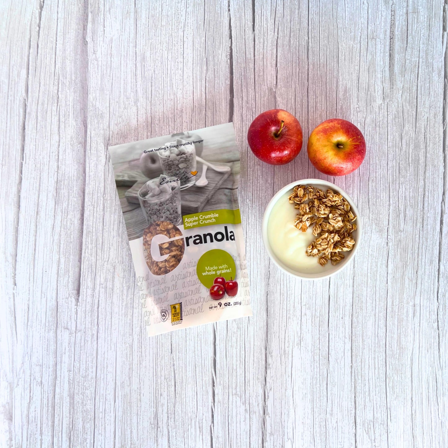 Grandma Emily Apple Crumble Super Crunch Granola Breakfast Cereal Clusters, 9 ounce