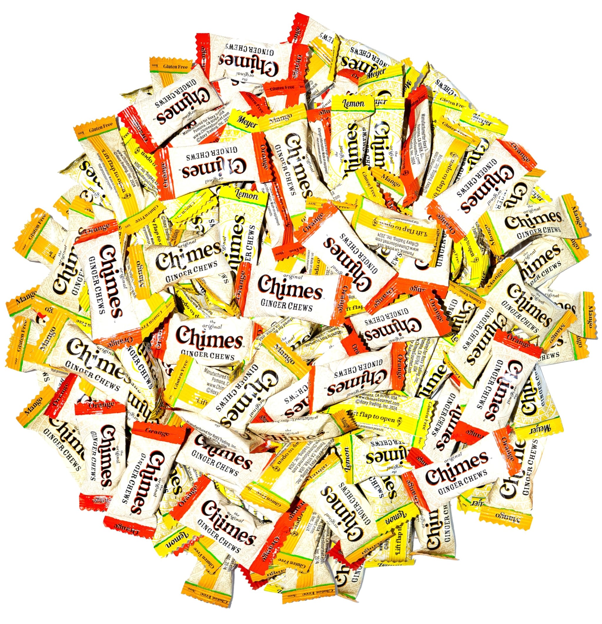 CHIMES TROPICAL MIX Ginger Chews (1-Pound 1 LB BAG) Premium Natural Chewy Ginger Candy - 16 OZ Individually Wrapped Ginger Chew Candy