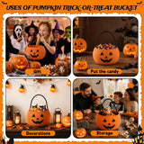 MELLBAY Halloween Basket, Pumpkin Trick or Treat Buckets, 2 Pcs