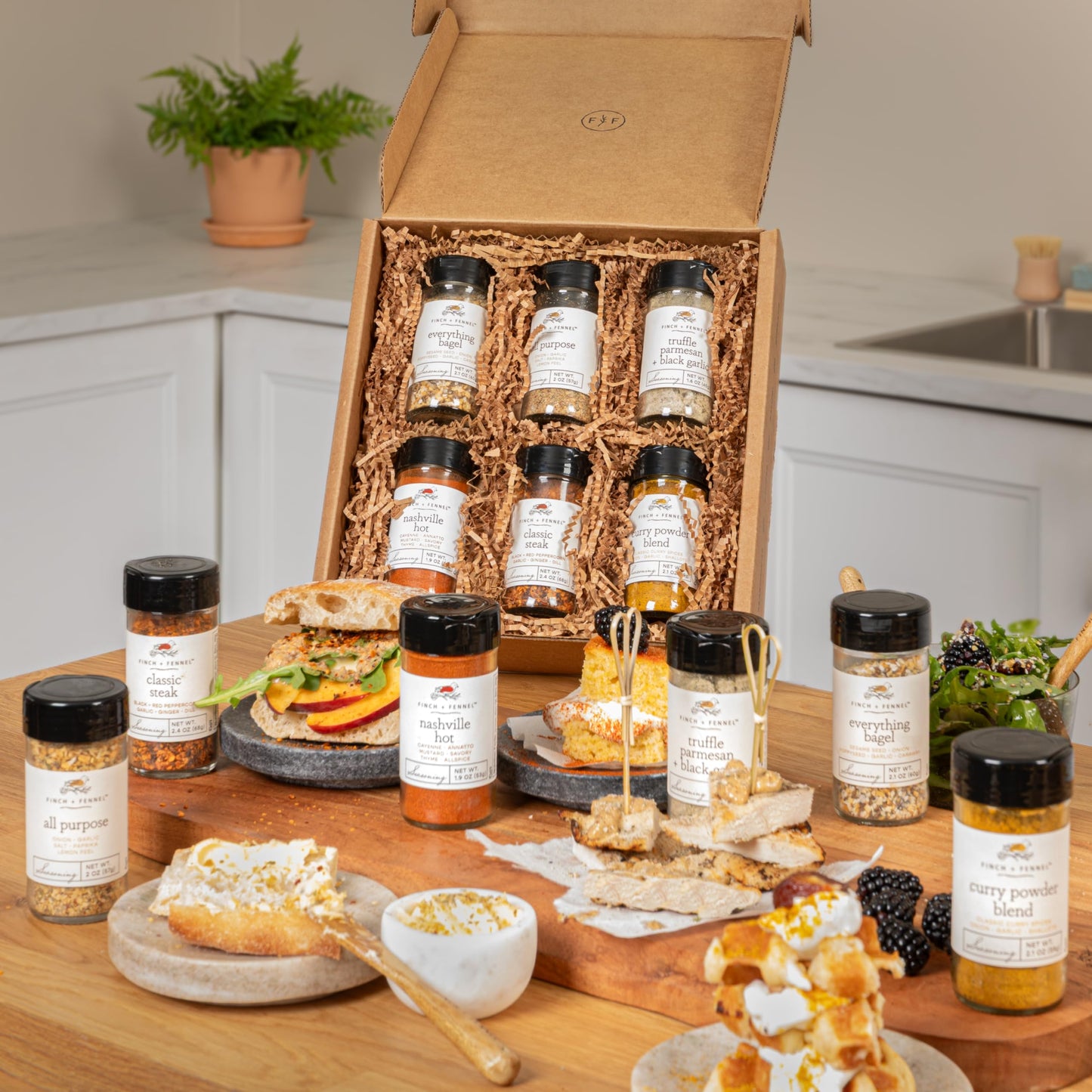 Finch + Fennel 6 Piece Seasoning Sampler Pack Gift Box