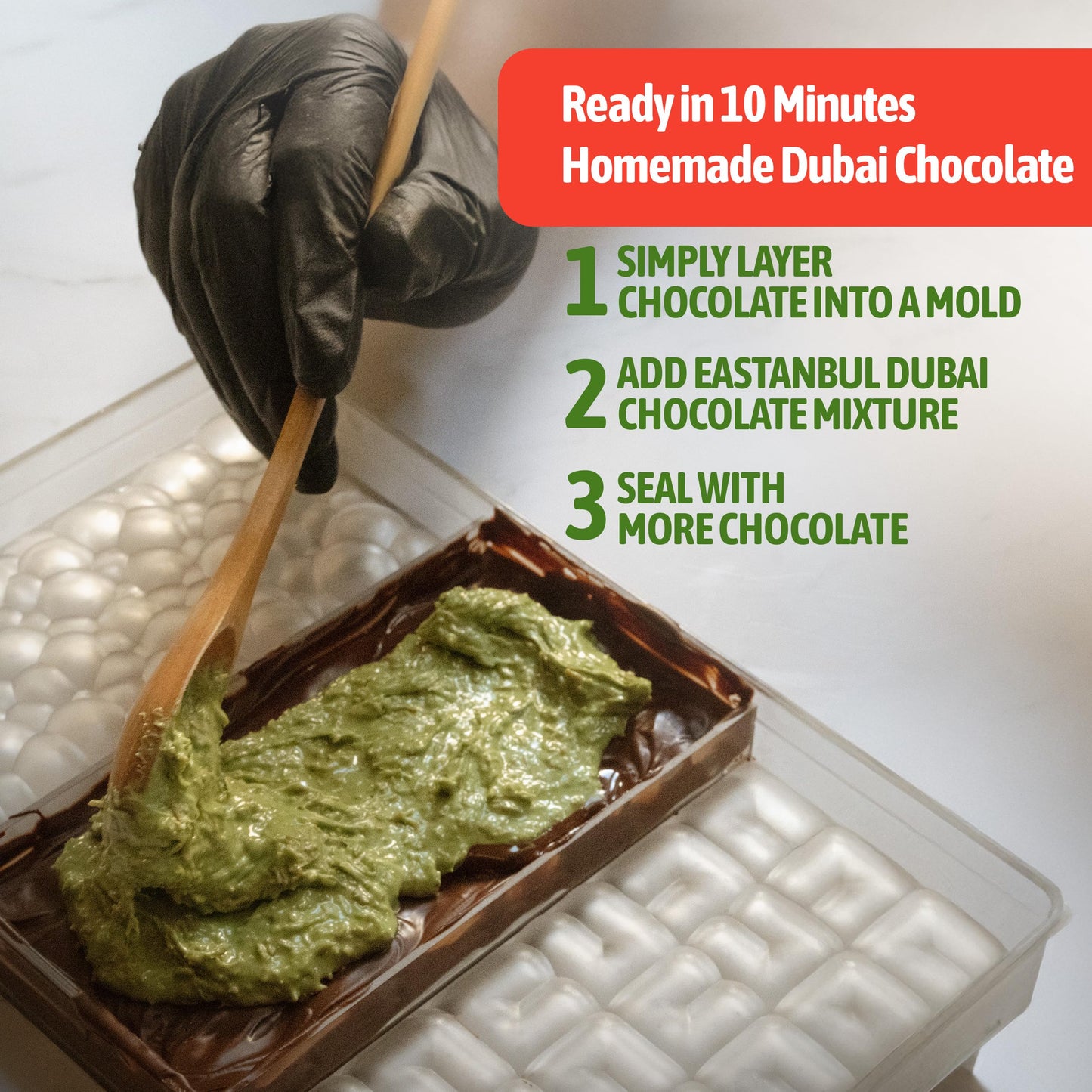 Eastanbul Dubai Chocolate Bar Mixture, 8oz, Dubai Chocolate Bar Pistachio Filling, Crispy Premium Kataifi and Pistachio Cream, Single Ingredient