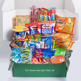 My Hero Crate Microwave Military Care Package - 50 Pcs Variety Gift Basket - Snack Variety Box Pack with Ramen, Candy, Pop Tarts, Nuts, Skittles