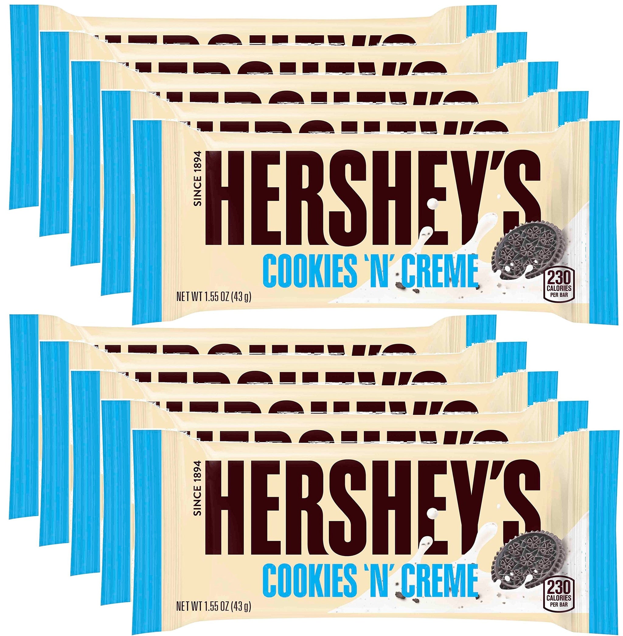 Hershey's Cookies 'n' Creme Bar, 1.55-Ounce Bar (Pack of 10)