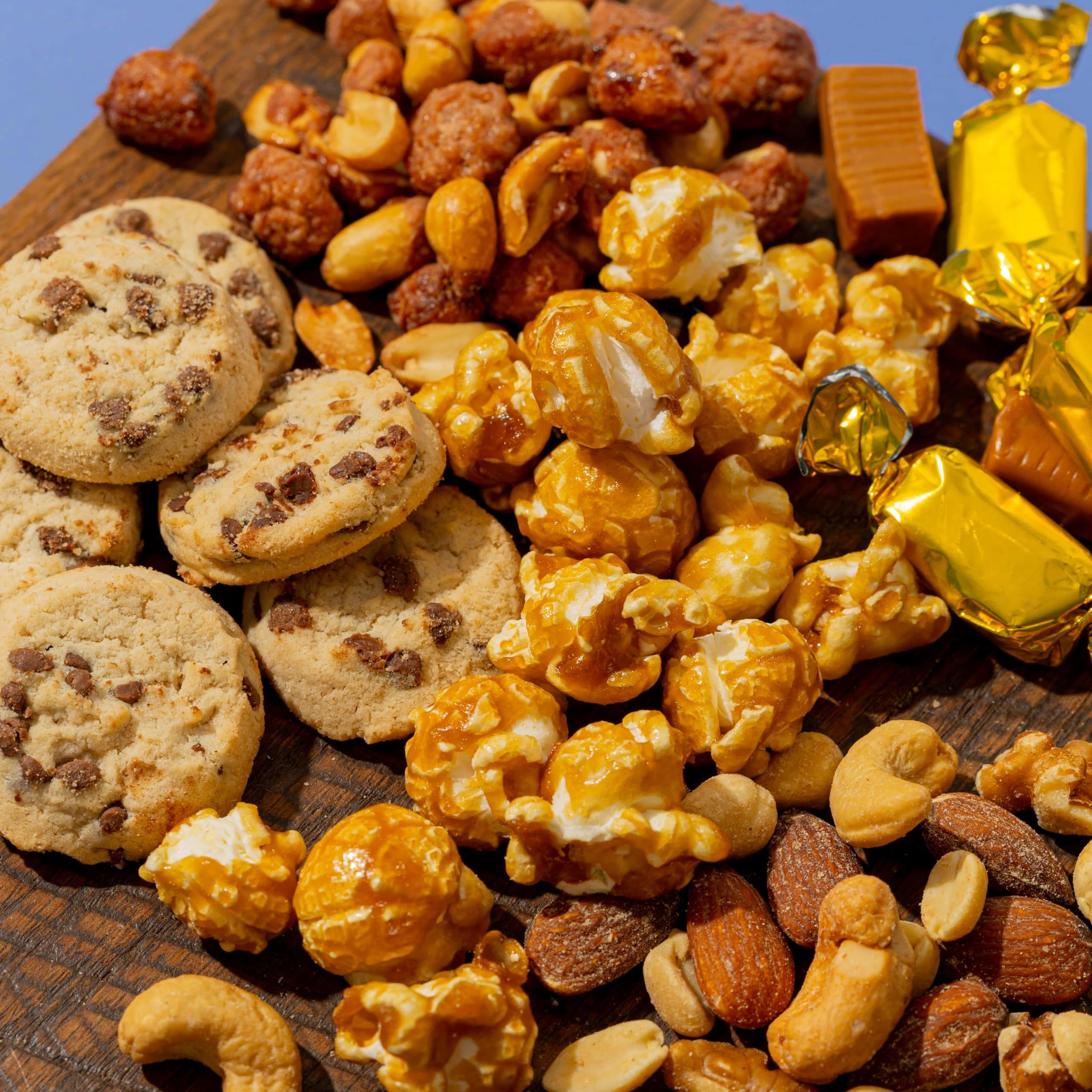 Caramels and Nut Sweet and Savory Gift Basket for Christmas Gifts, Dad, Men, Women, Holiday Parties | Gourmet Holiday Snack Tin Box | Churro Cinnamon