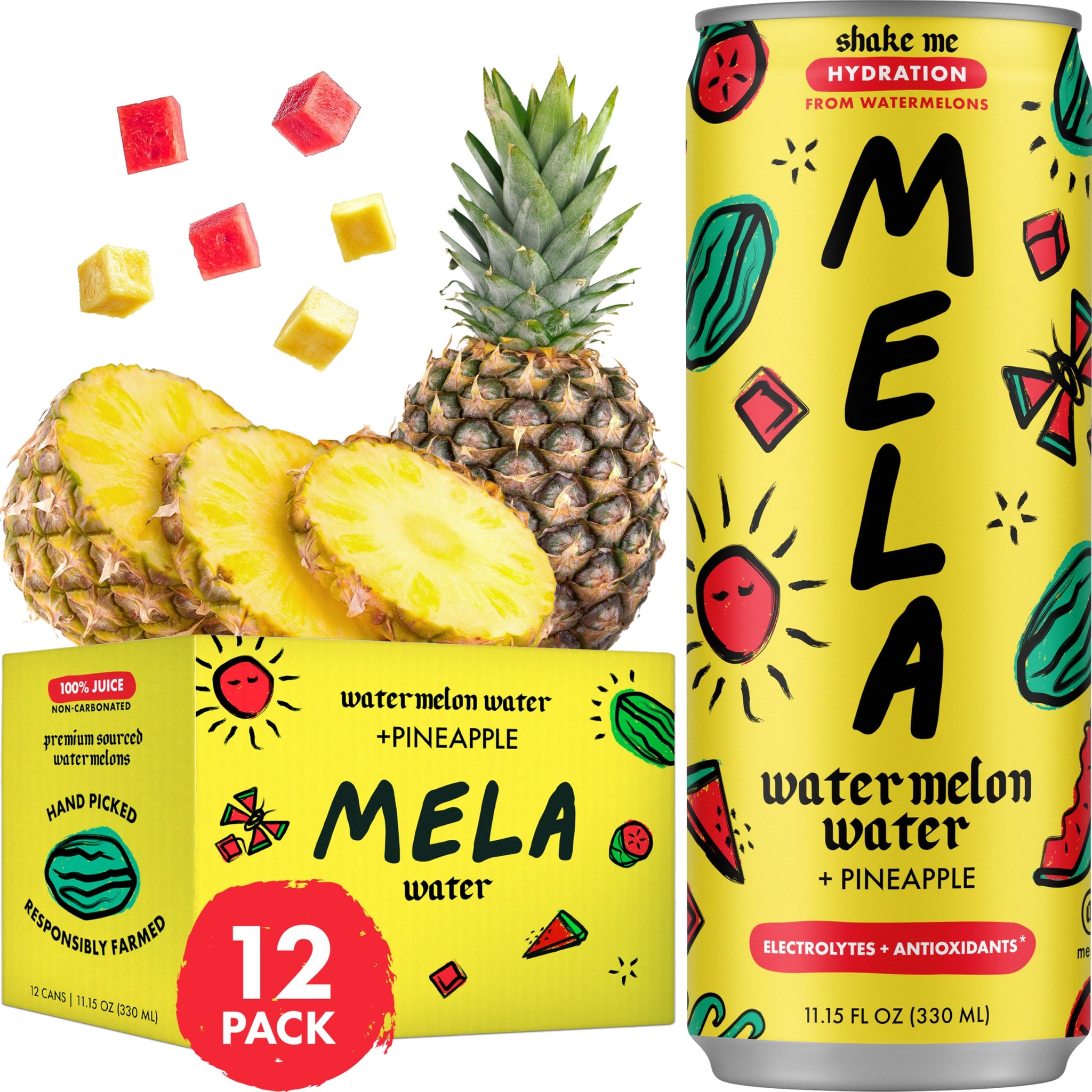 Mela Watermelon Water - Watermelon Juice, 100 Percent Natural Fruit Juice with Vitamin C, Electrolytes, Antioxidants - Coconut Water Alternative