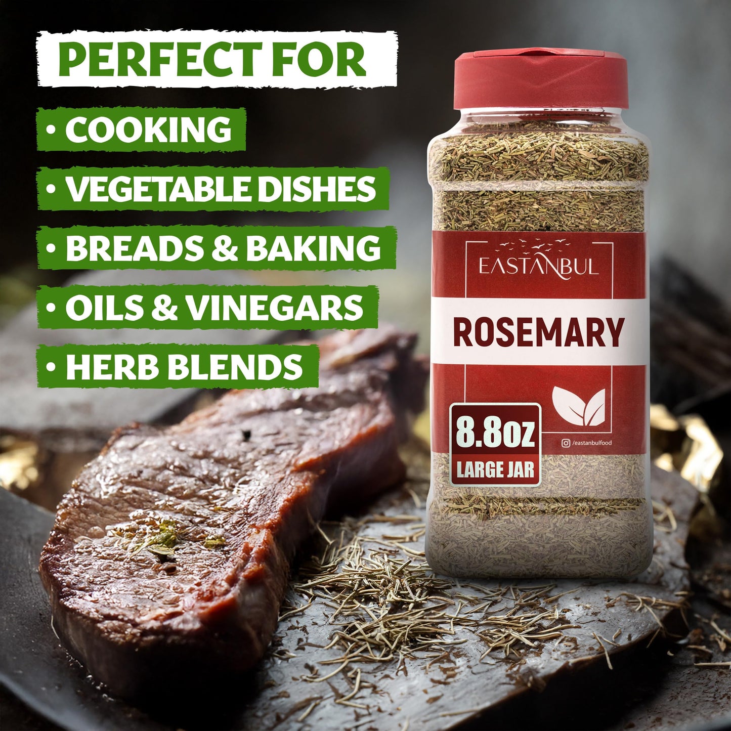 Eastanbul Rosemary Leaves, 8.8oz, Rosemary Seasoning, Dried Rosemary, Rosemary Spice for Savory & Sweet Recipes, Rosemary Herbs Dried, Ideal
