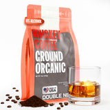 Double Neat Whiskey Coffee Organic - Enough for 30+ Cups - Bourbon Barrel Aged Ground Coffee - Premium Small-Batch Medium Roasted - Cool Coffee Gifts