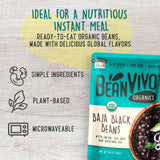 BeanVIVO (Pack of 6) Organics 14g Plant based Protein Baja Black Beans - Good Source of Fiber - Nutritious & Microwave Meals - Gluten-Free Plant Food