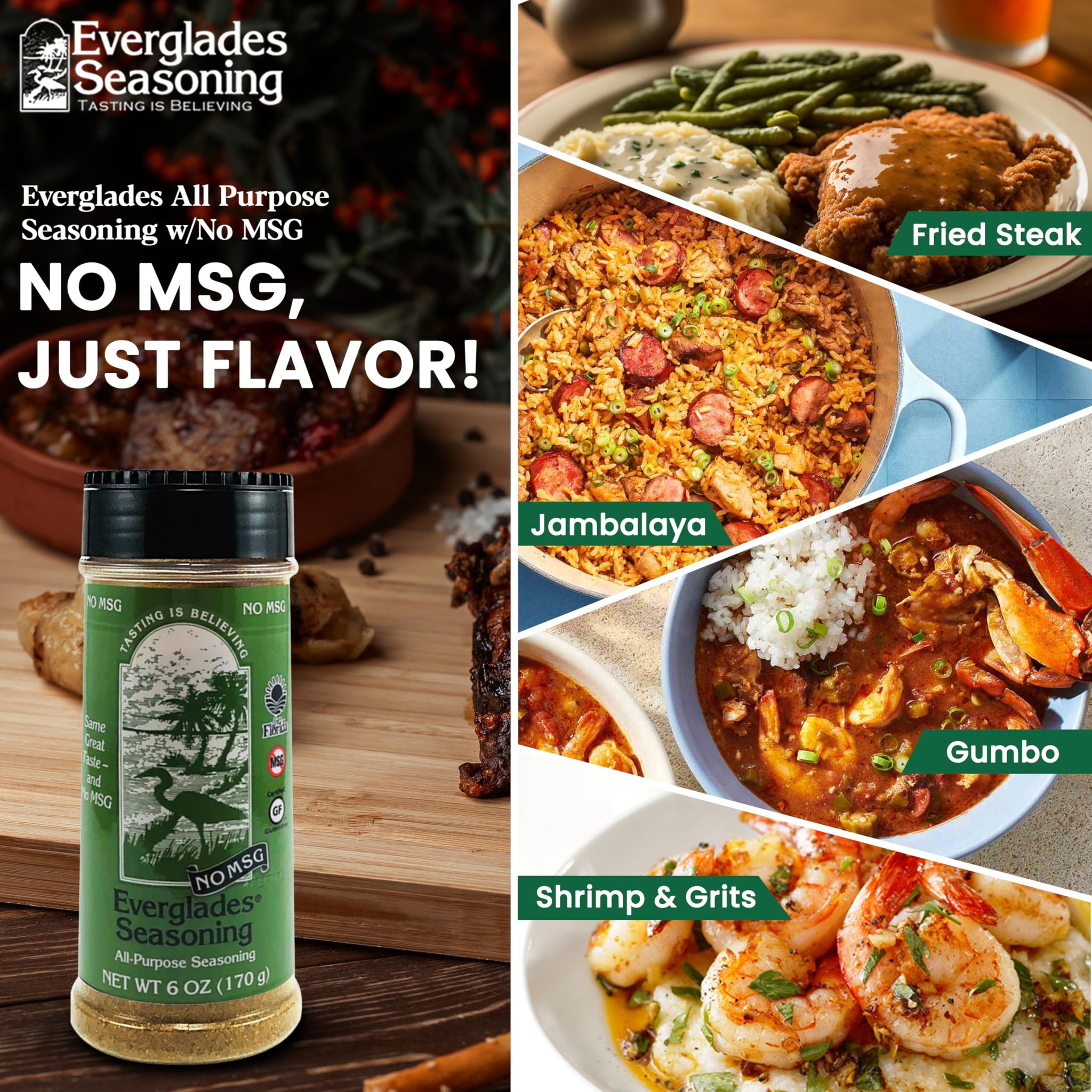 Everglades All Purpose Seasoning - No MSG, Unique Blend of Herbs & Spices - 6 oz