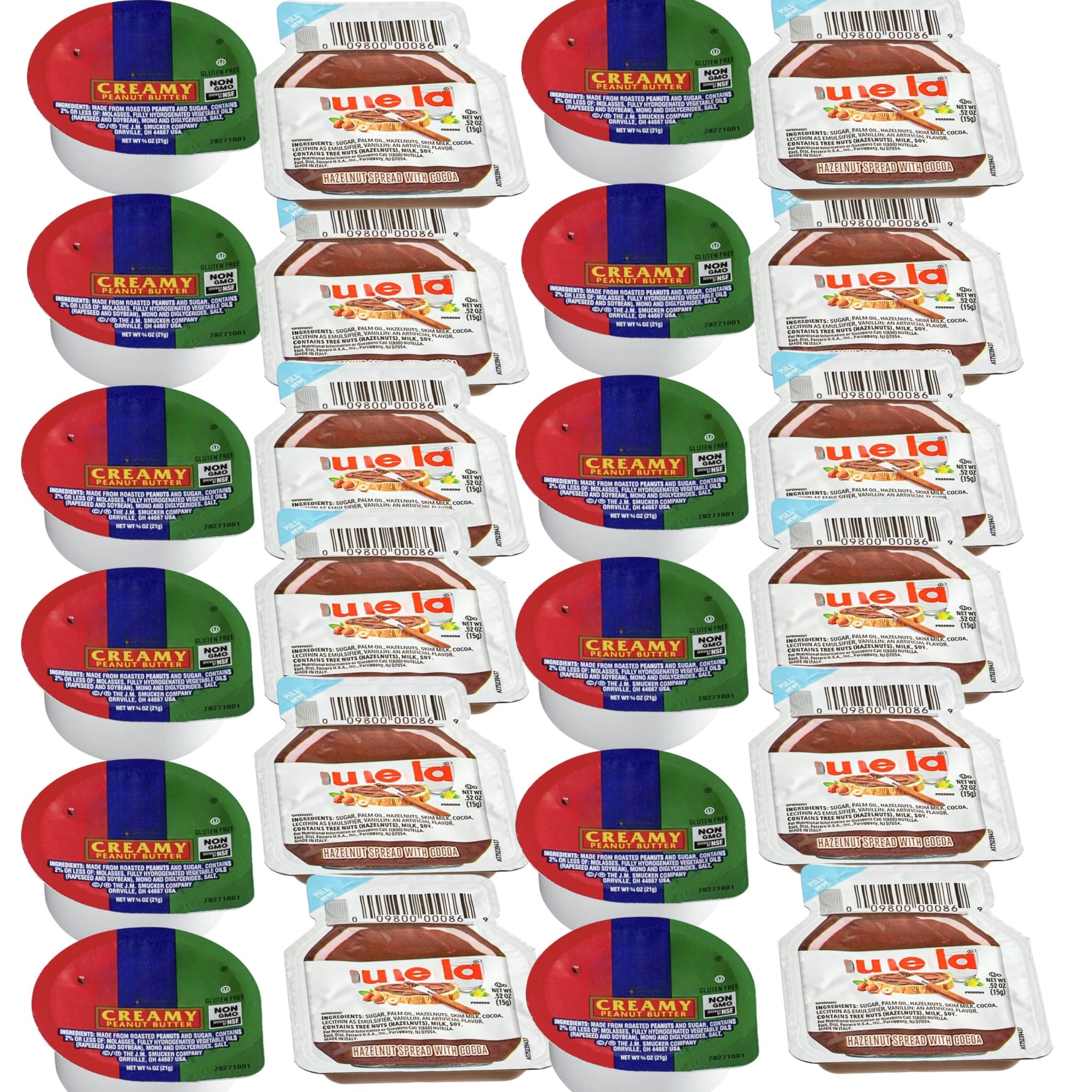 Peanut Butter & Hazelnut Cocoa Spread Cups - 24 Single Serve Breakfast Snack Packs - Individual Portion Cups for Kids Lunch, School, Office & Travel