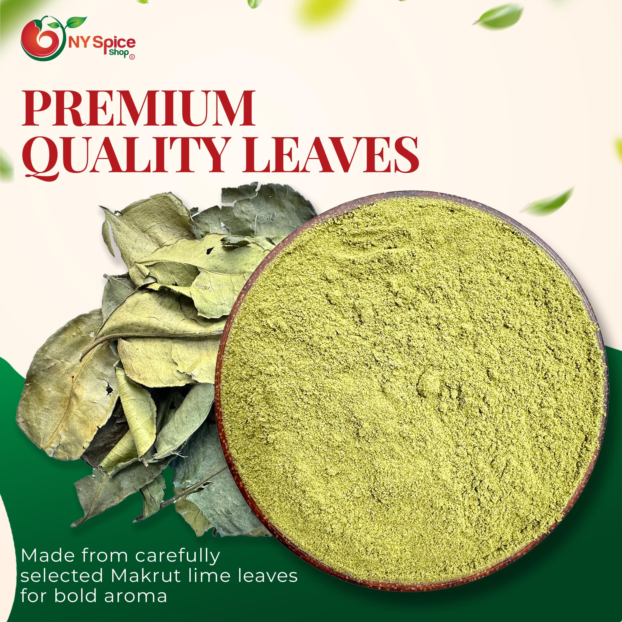 NY Spice Shop Ground Makrut Lime Leaves - 1 Pound Finely Kaffir Leaves Powder - Kaffir Leaf Fresh - Makrut Pepper Seasoning