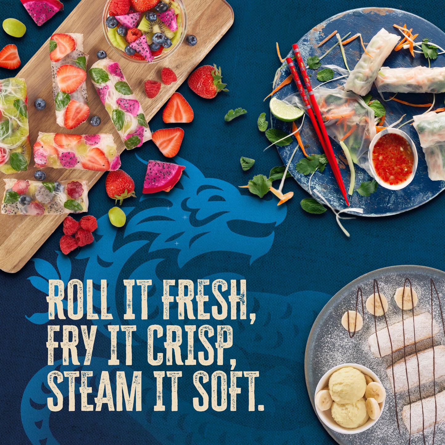 Blue Dragon Rice Paper Spring Roll Wrappers & Chopsticks- 4.7oz (Pack of 1) - Vietnamese Rice Paper Sheets - No Added Colors, Flavors Or Preservatives