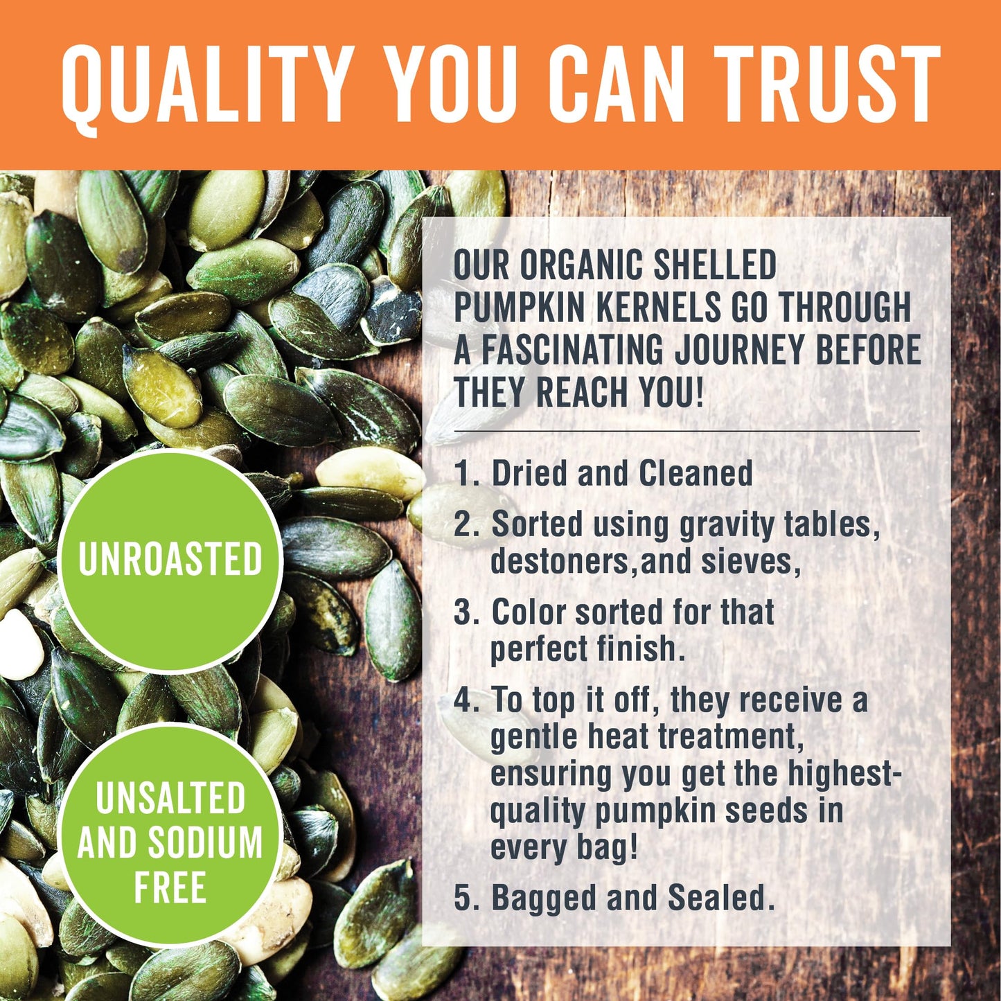 Viva Naturals Organic Pumpkin Seeds, 2 lb (32 oz, 907 g) - Shelled, Unroasted, Unsalted, Non-GMO, Vegan, Good Source of Iron & Dietary Fiber, Perfect