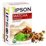 Tipson Organic Matcha Tea Infusions - Matcha Masala Chai - Non GMO and Gluten Free - 25 Premium Tea Bags (Pack of 1)