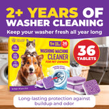 ECO LIVING SOLUTIONS Washing Machine Cleaner Tablets for Pet Owners, 36 Pack, Front&Top Load Washer Deep Cleaning, HE & Septic Tank Safe, Remove Pet