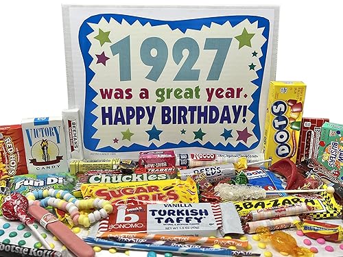 RETRO CANDY YUM ~ 1927 99th Birthday Gift Box of Nostalgic Retro Candy from Childhood for 99 Year Old Man or Woman Born 1927