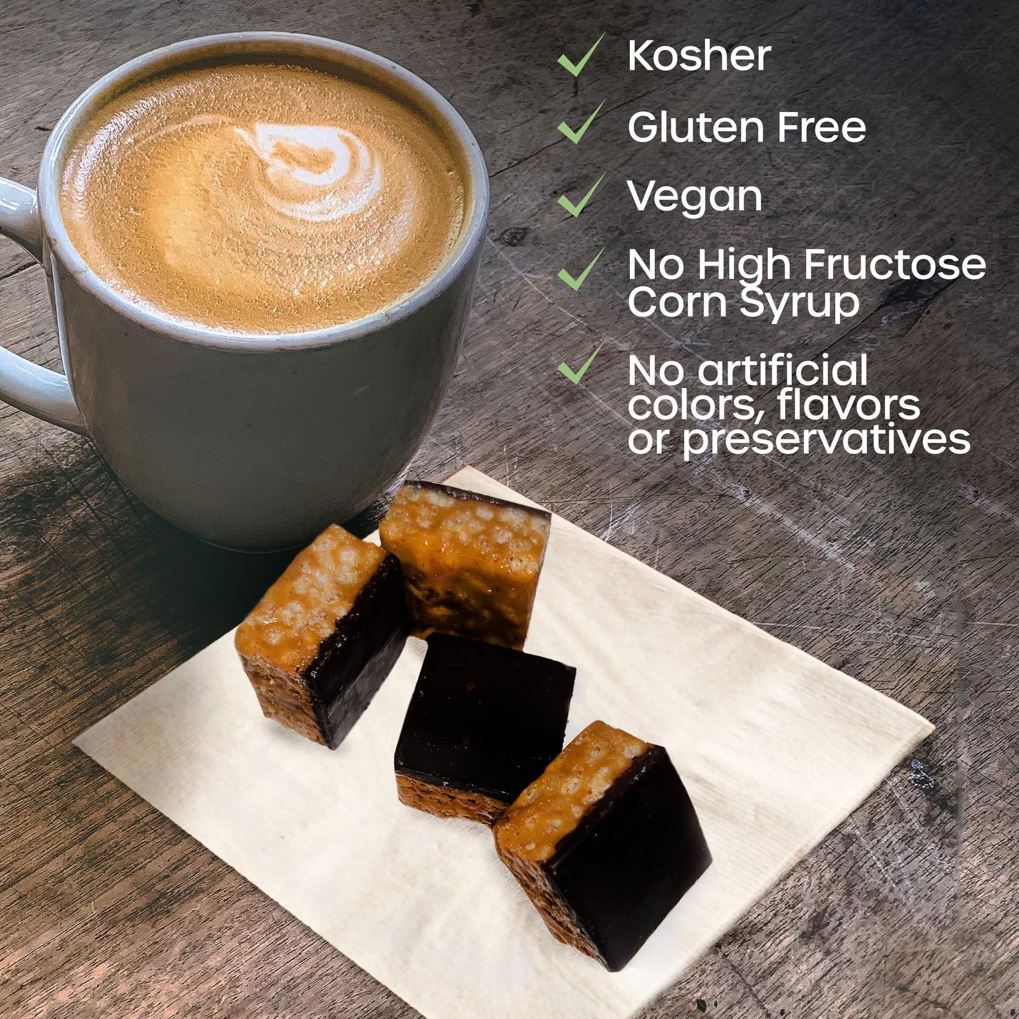 Peanut Butter Bites Topped with Chocolate Coating - Gluten Free - Vegan Friendly - 100 Calorie Snack - 8 Individually Wrapped Pieces - Non Dairy