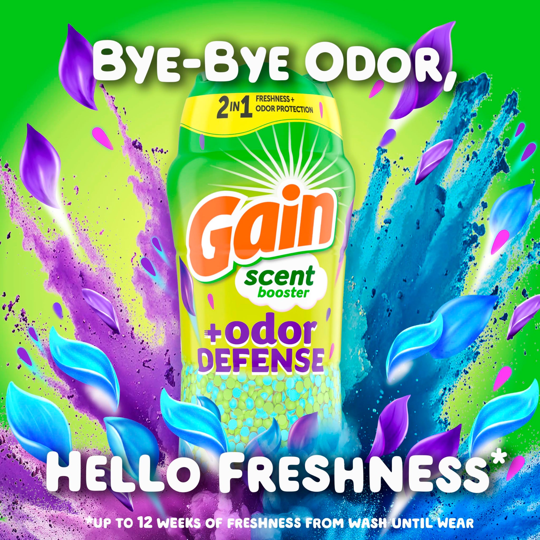 Gain Odor Defense In-wash Scent Booster, Super Fresh Blast scent, 1 sample, 2 in 1 Freshness plus Odor Protection, laundry scent beads