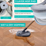 True & Tidy True Clean Spin Mop & Bucket System - Dual Compartment Design for Clean & Dirty Water, 360° Swivel Mop Head, Built-in Scrubbing Brush
