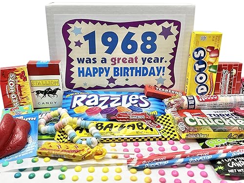 RETRO CANDY YUM ~ 1968 58th Birthday Gift Box Nostalgic Candy Mix from Childhood for 58 Year Old Man or Woman Born 1968 Jr