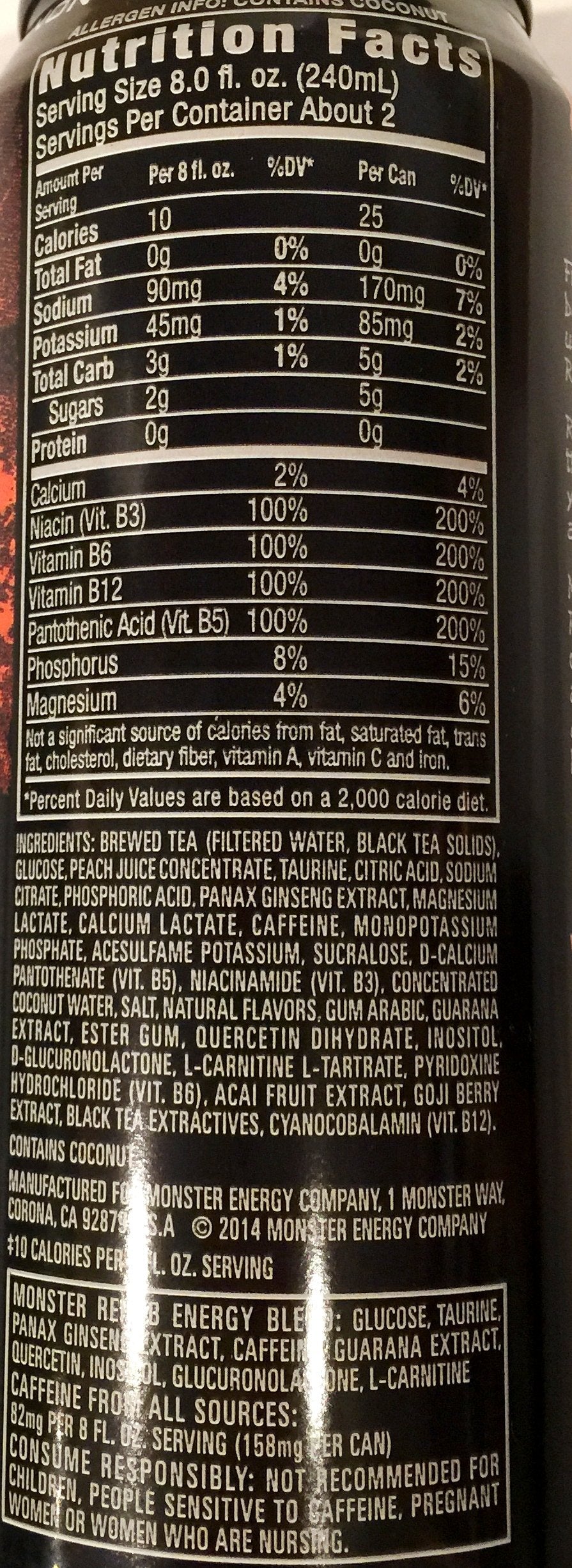 12 Pack - Monster Rehab - Peach Tea + Energy - 15.5oz