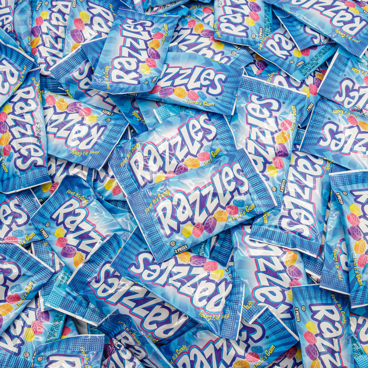 Razzles Candy Gum Original 80 Packs - Bulk Candy in Resealable Bag, 5 Assorted Fruit Flavors, Individually Wrapped for Freshness, Soft & Chewy