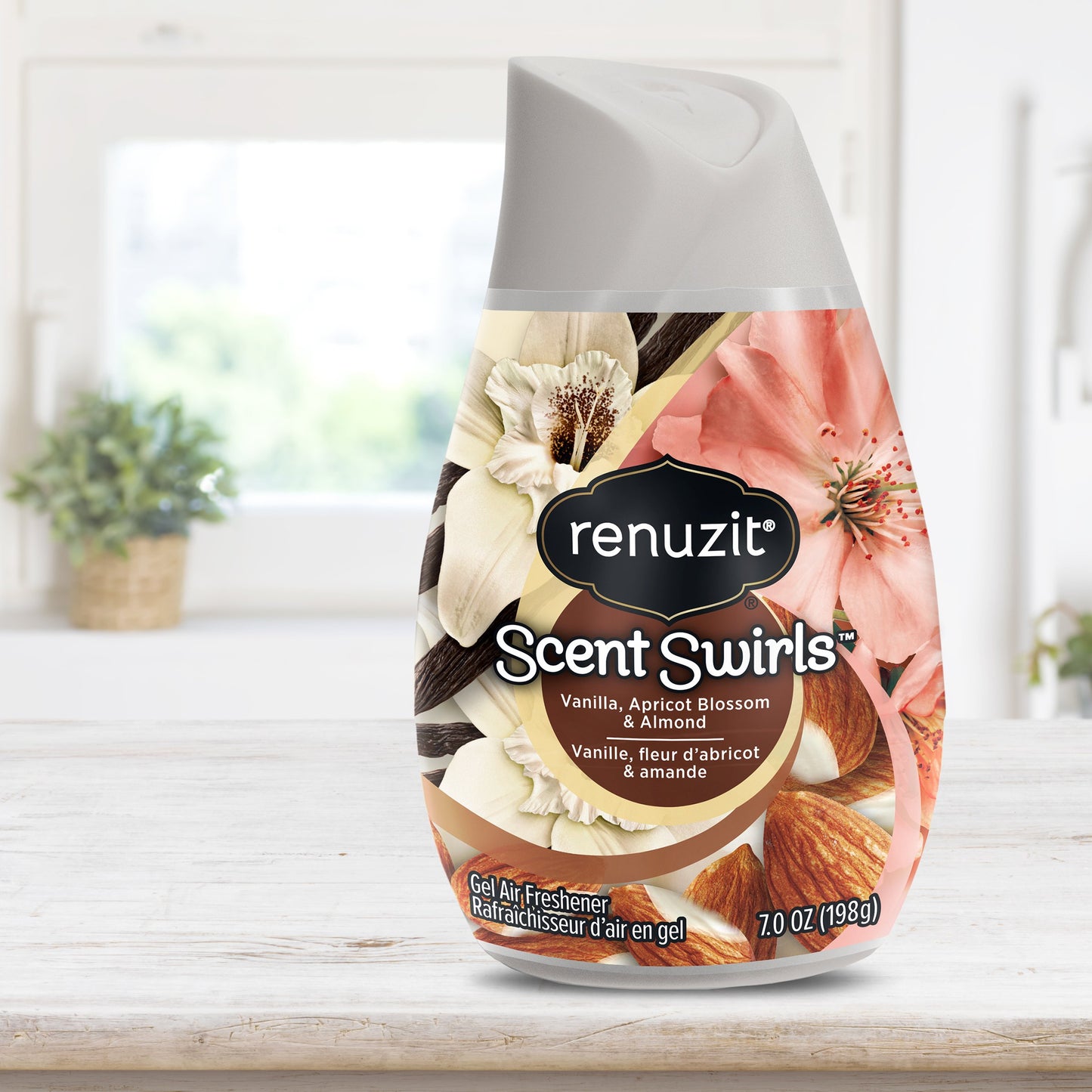 Renuzit Scent Swirls Air Freshener Gel, Vanilla, Apricot Blossom & Almond, 7 Ounces (12 Count)