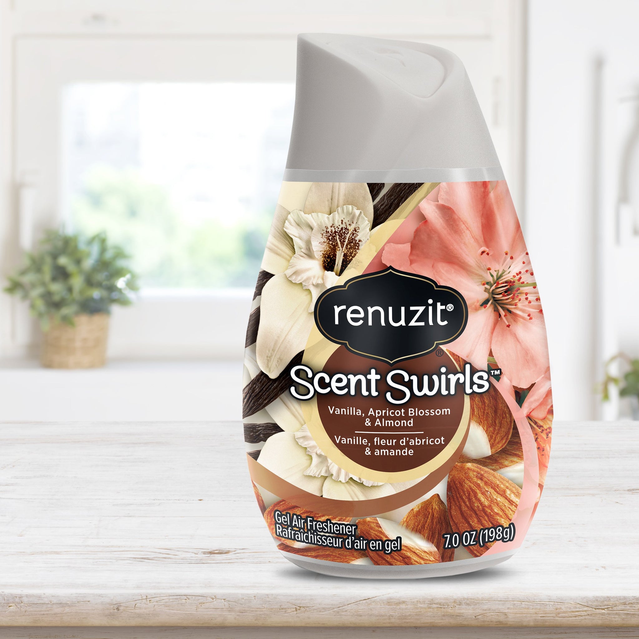 Renuzit Scent Swirls Air Freshener Gel, Vanilla, Apricot Blossom & Almond, 7 Ounces (12 Count)