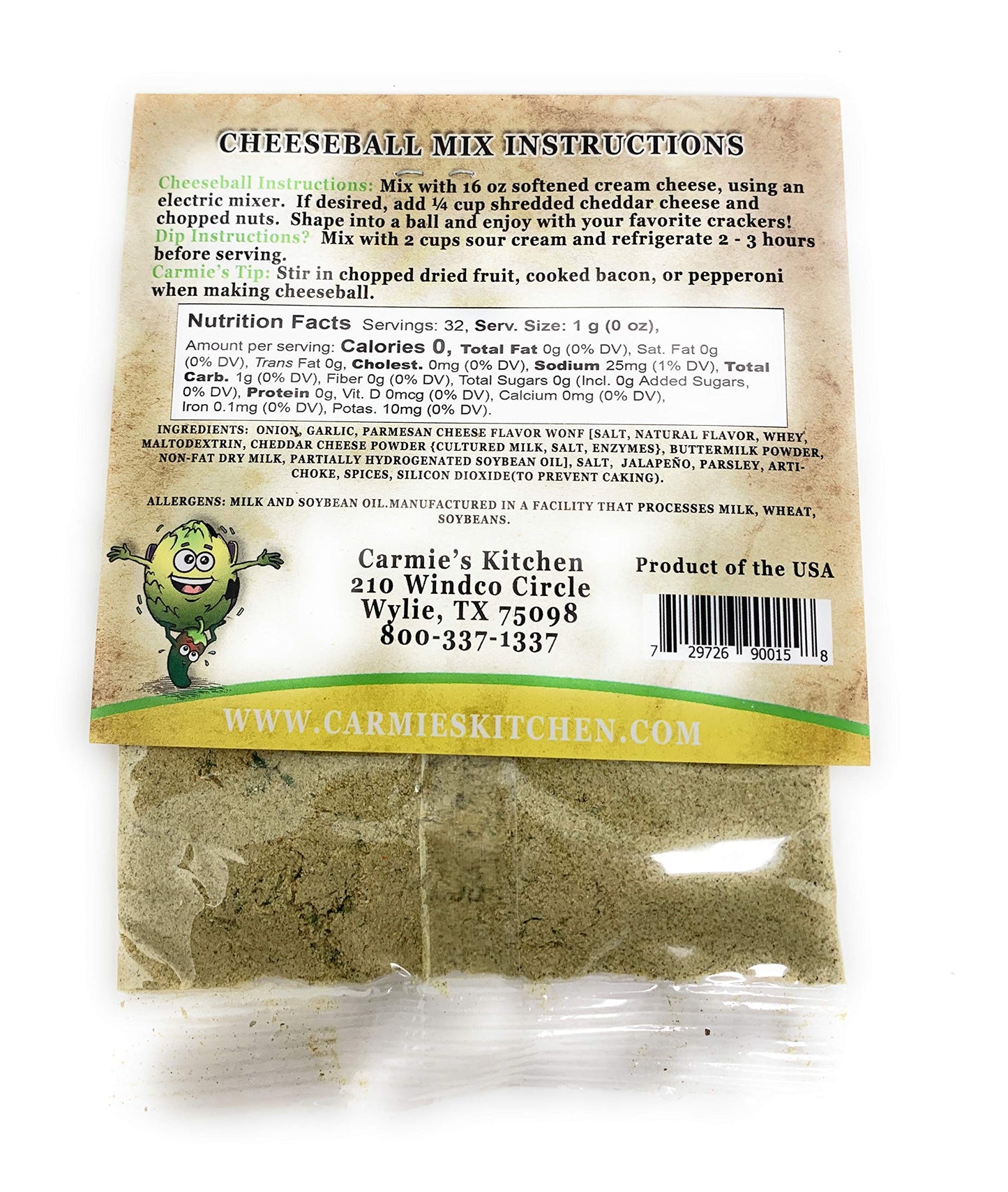 Carmie's Kitchen Jalapeno Cheese and Artichoke Cheeseball mix