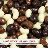 Gourmet Chocolate Covered Cashews Medley by Its Delish, 2 LBS Bulk Bag | Mix of Dark, Milk, and White Chocolate Coated Cashews - Chocolate Cashew Nuts