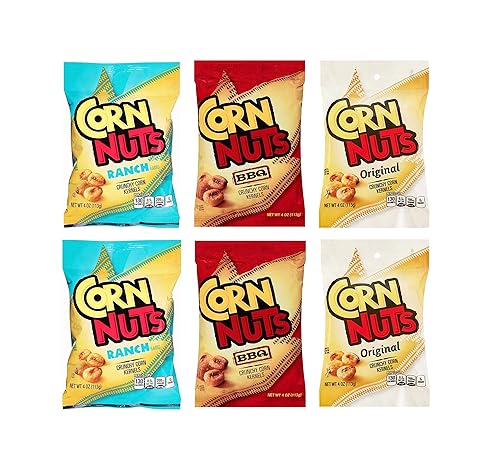 Corn Nuts Classic Flavors 4oz Size - 2 of Each Original, BBQ and Ranch (Pack of 6)