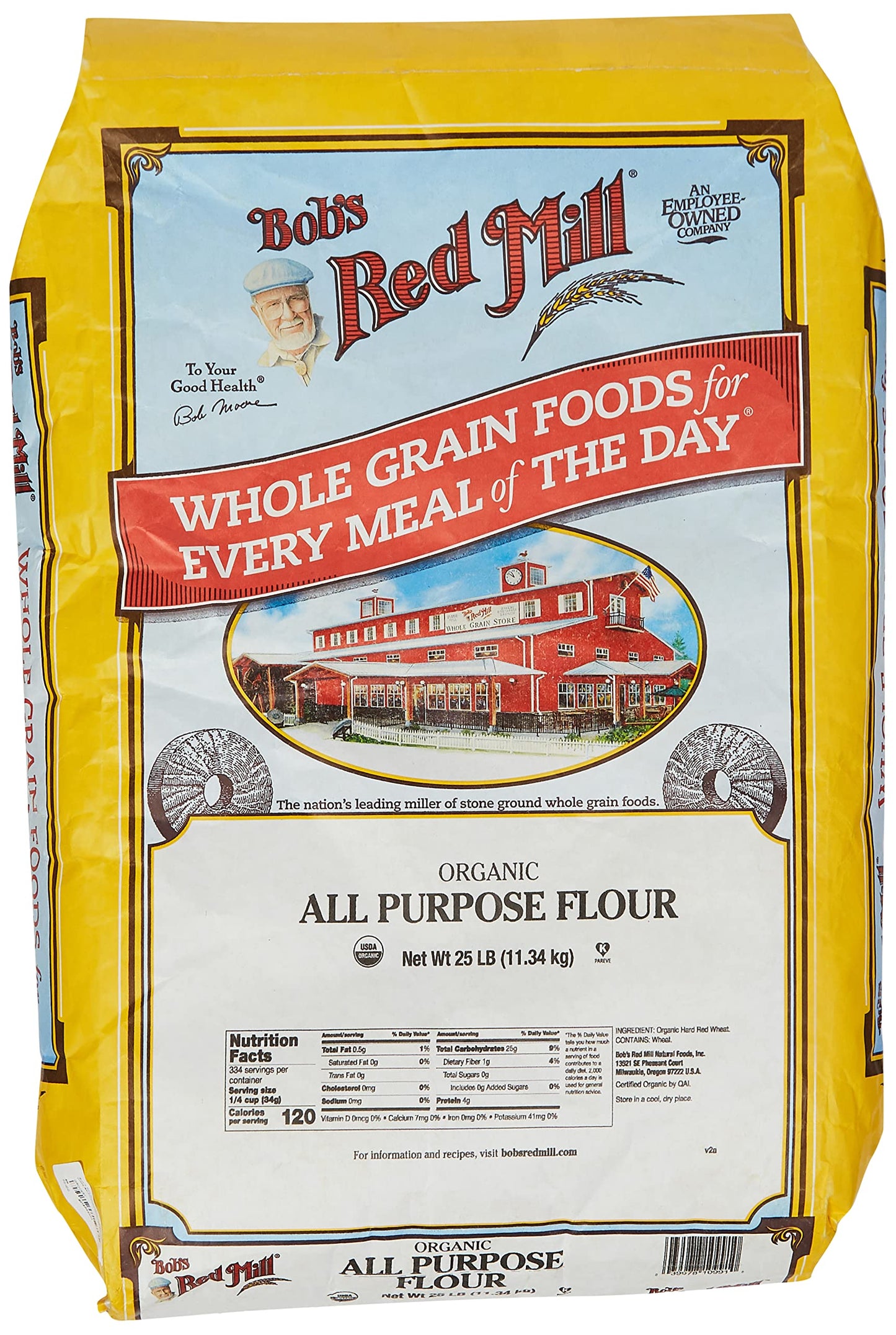 Bob's Red Mill Organic Unbleached White All-Purpose Flour, 25 Pound