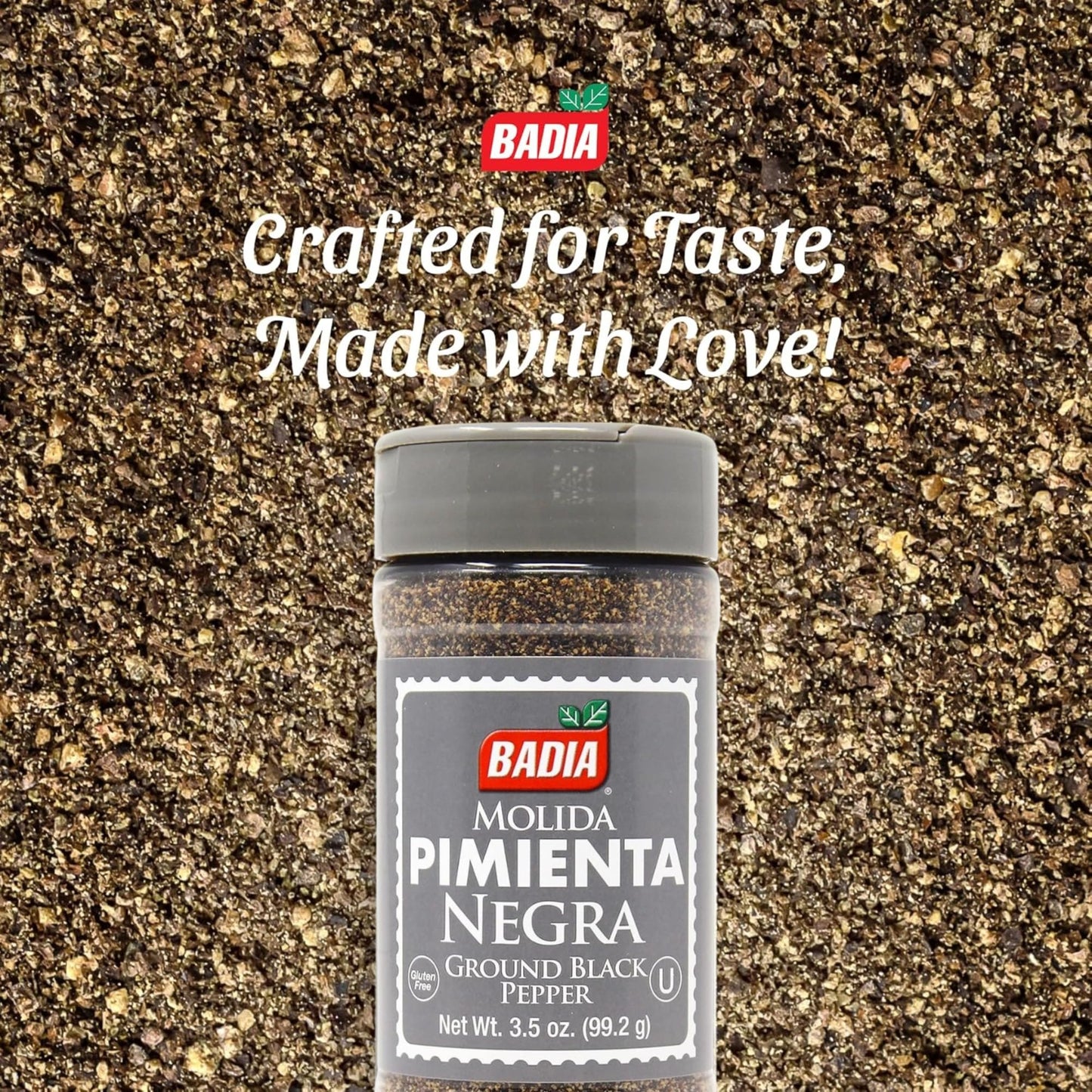 Badia Ground Black Pepper, 3.5 oz - Pure, Bold & Aromatic Spice for Cooking, Grilling & Seasoning