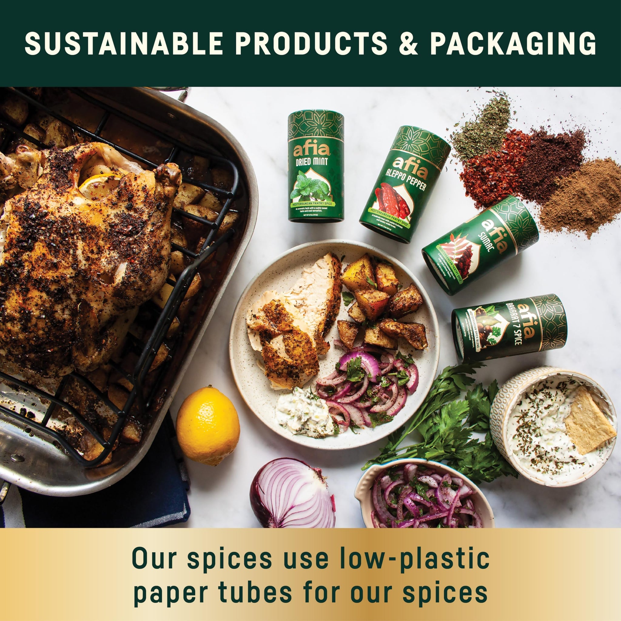 Afia Mediterranean Spice Blends Gift Set | Za’atar, Baharat & Shawarma Spice | Mediterranean for Steak, Chicken and Vegetable Seasoning, BBQ Rub (Pack
