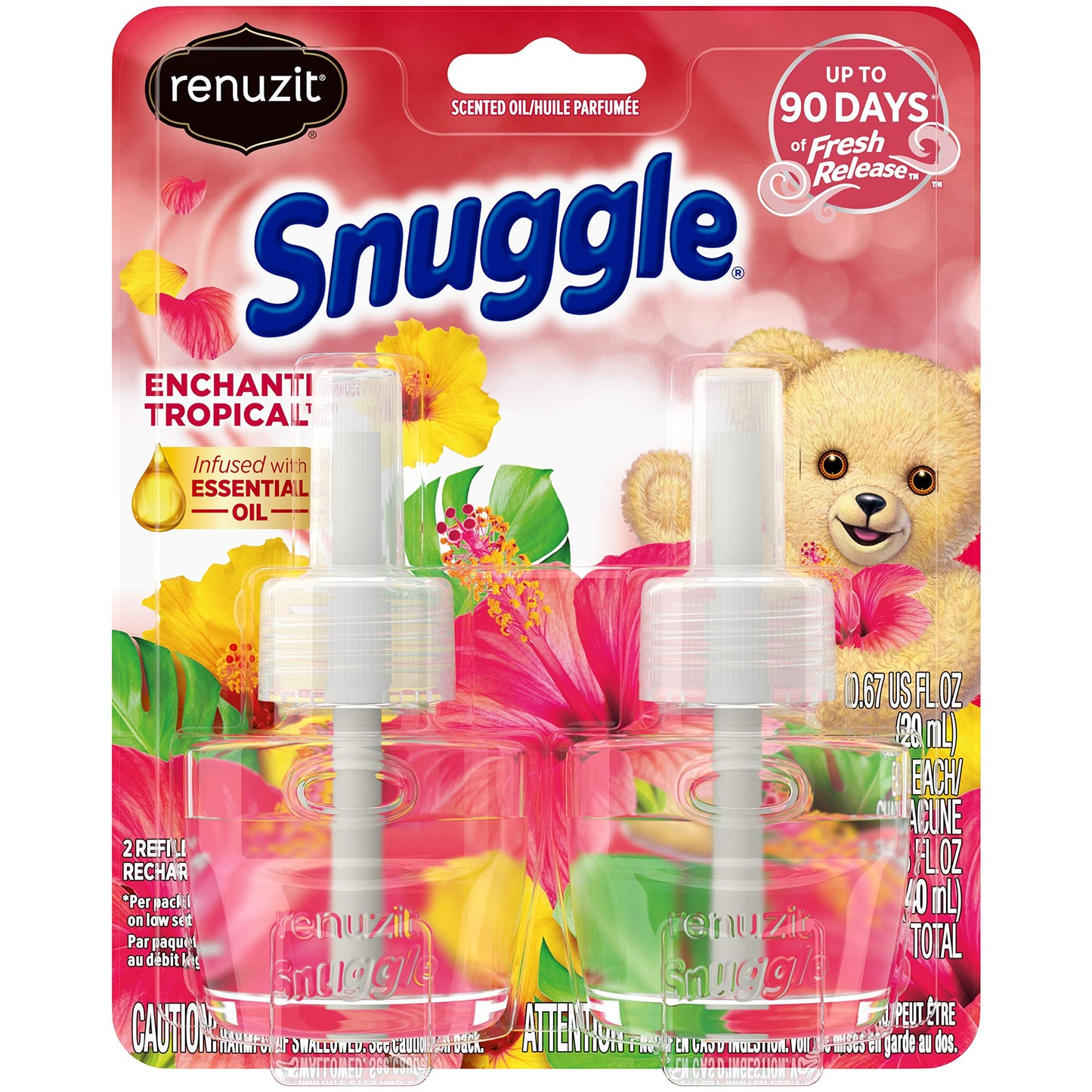 Renuzit Snuggle Scented Oil Refill for Plugin Air Fresheners, Enchanting Tropical, 0.67 Fl Oz each, 2 Count (Pack of 1)