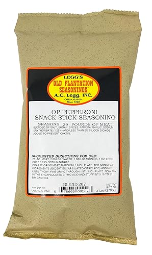 A.C. Legg, Inc. Pepperoni Snack Stick Seasoning with Cure Packet, 16.75 oz, Seasons up to 25 lbs, For Pork, Beef & Wild Game