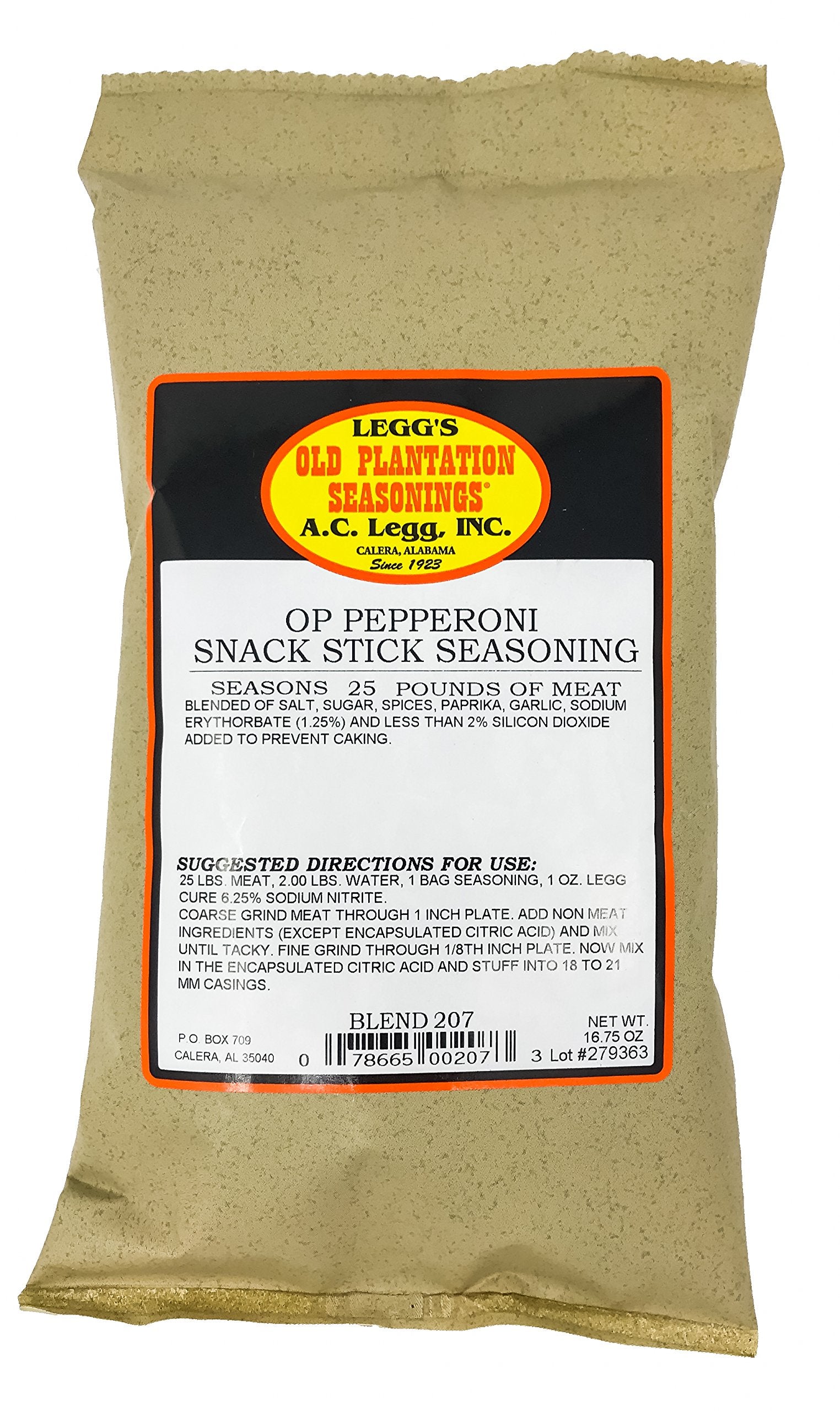 A.C. Legg, Inc. Pepperoni Snack Stick Seasoning with Cure Packet, 16.75 oz, Seasons up to 25 lbs, For Pork, Beef & Wild Game