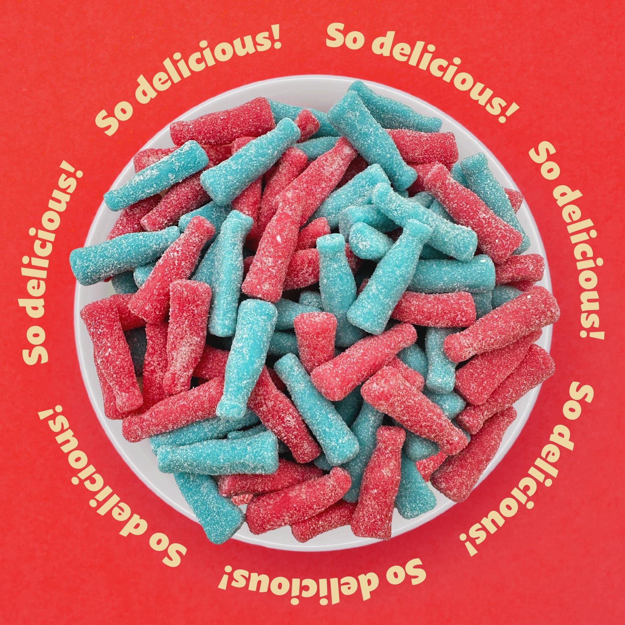 Sour Gummy Bottles Candy Mix | 1-Pound Pack | Blue Raspberry and Tutti-Frutti Flavors | Gelatin-Free Gummies for Baby Showers, Gender Reveal, Party