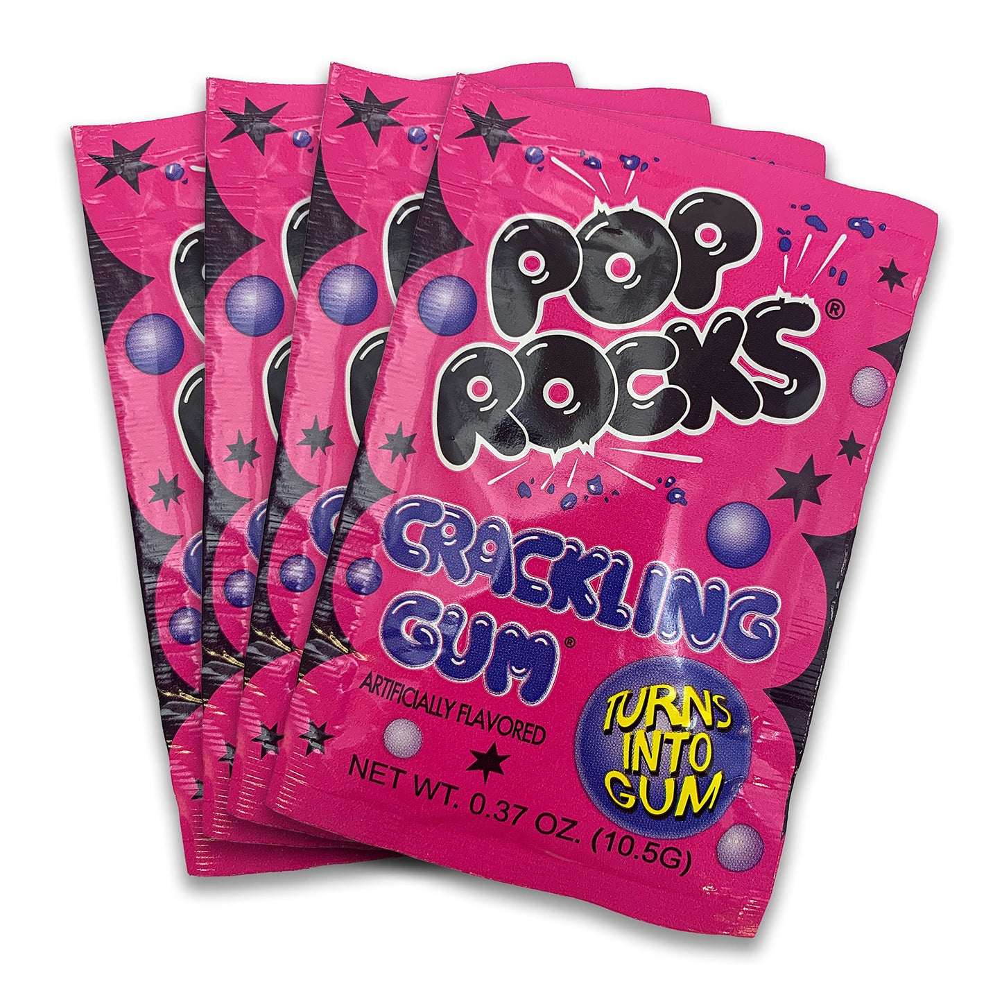 UpTop Treats Crackling Gum POP ROCKS® Candy | Includes 4 Individual Packs of Traditional Bubble Gum Flavor Mini Rock Popping Candies that Turn into