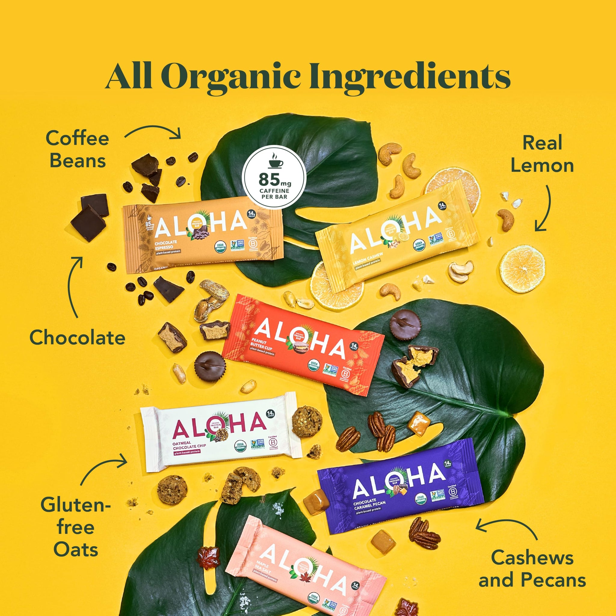 ALOHA Organic Plant Based Protein Bars - Sampler Pack 2nd Edition - 12 Bars, Vegan, Low Sugar, Gluten-Free, Paleo, Low Carb, Non-GMO, No Stevia, No