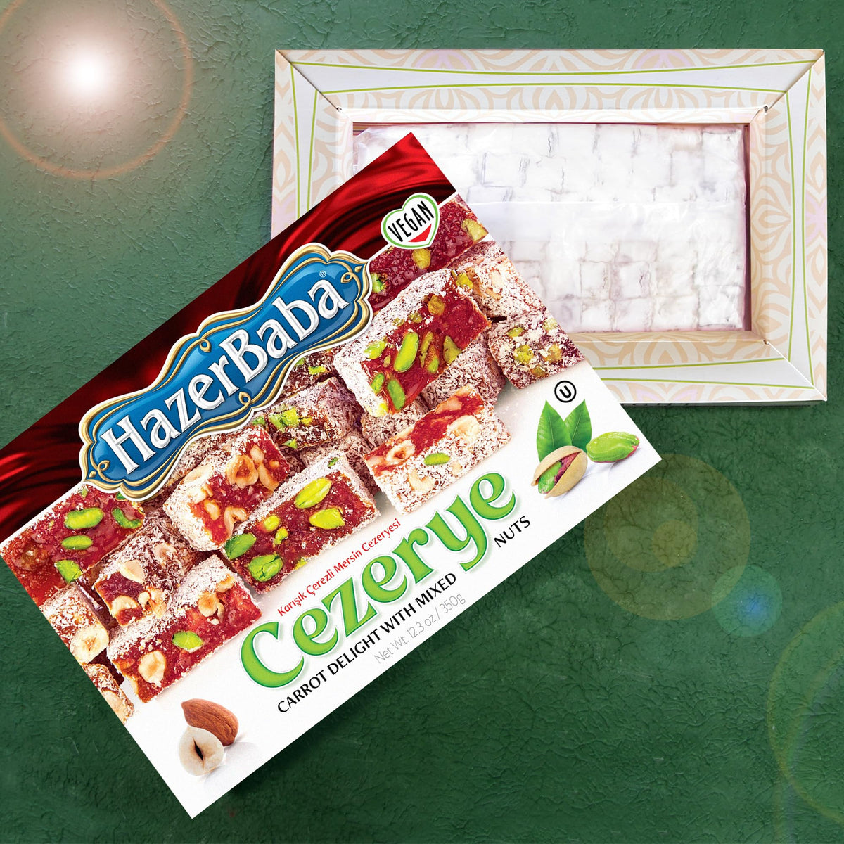 HazerBaba Turkish Delight Candy, Cezerye Nuts & Carrot, 12.3oz (Pack of 1)