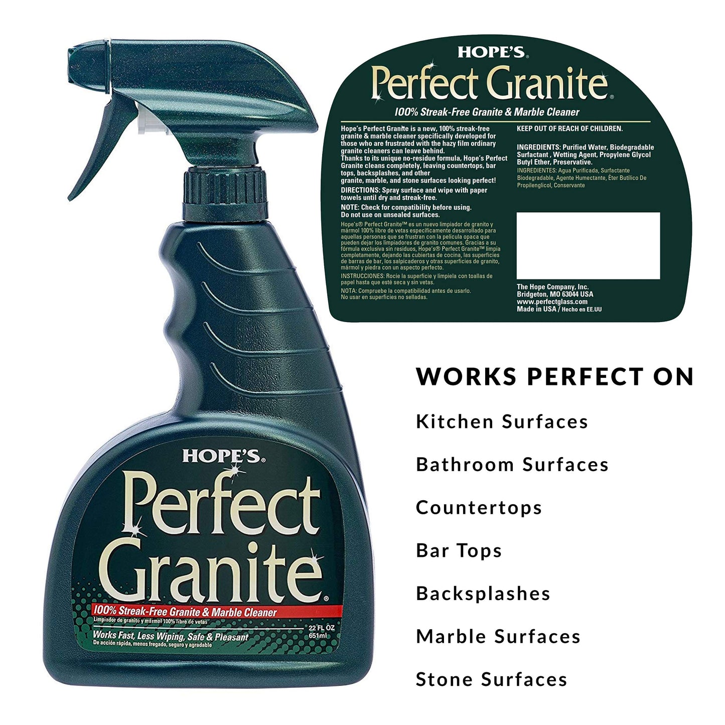 HOPE'S Perfect Stainless, Perfect Granite, and Perfect Sink Cleaner Bundle, Streak Free Polishing Kitchen Cleaners Removes Stains, Restores